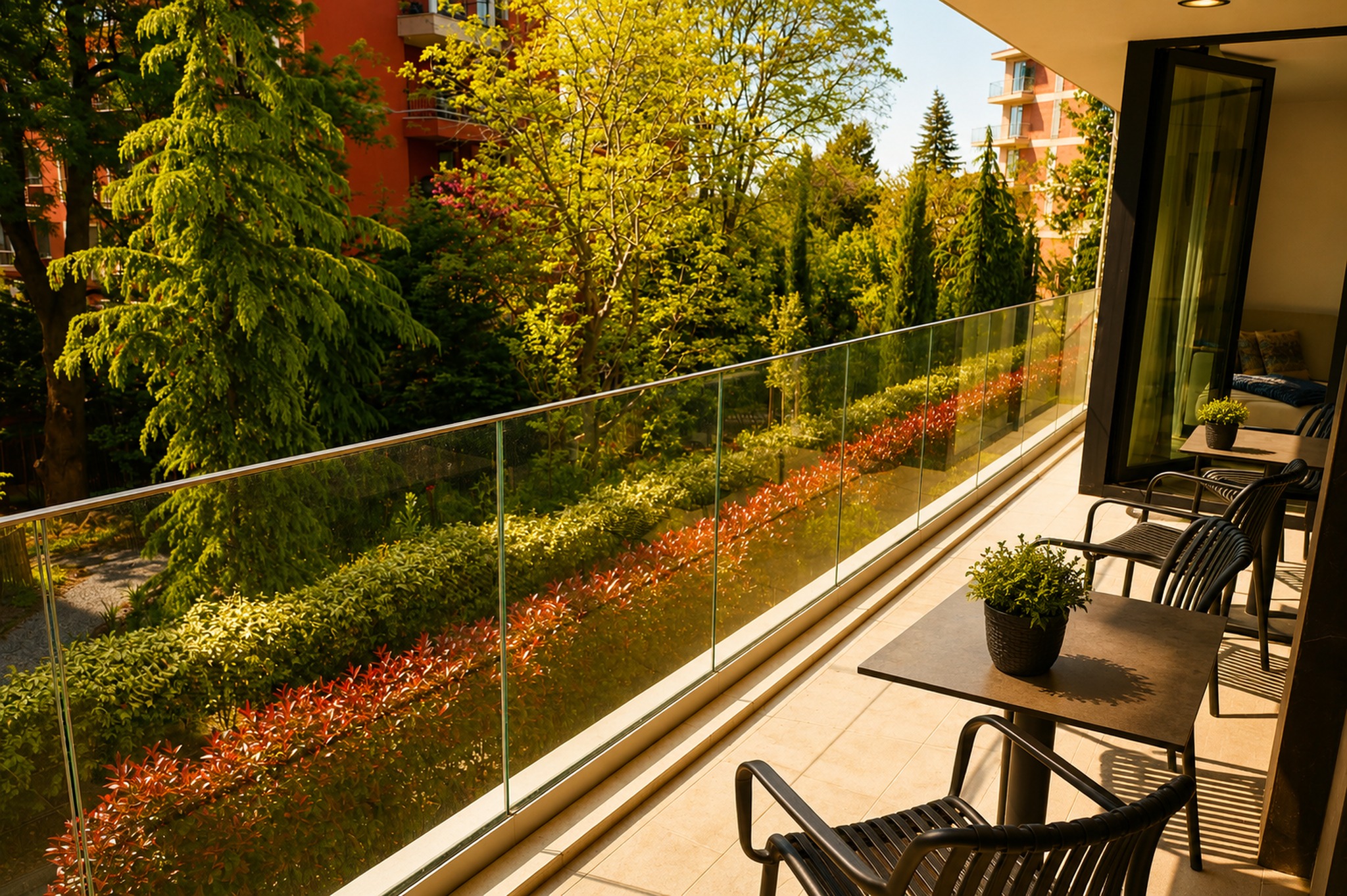 Große Terrasse mit Sitzplatz im Azur Panorama Resort