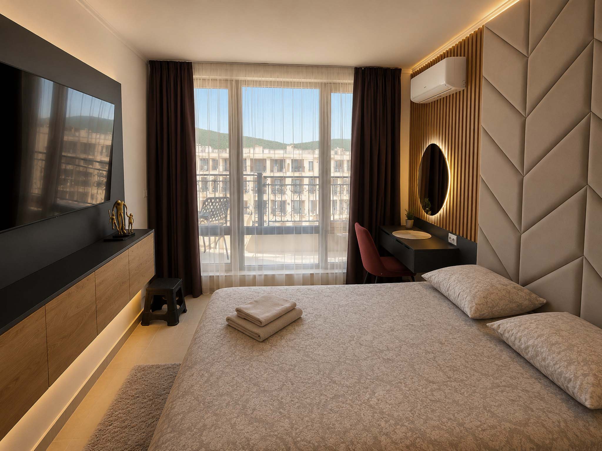 Schlafzimmer mit Schminktisch im Emperium Appartement
